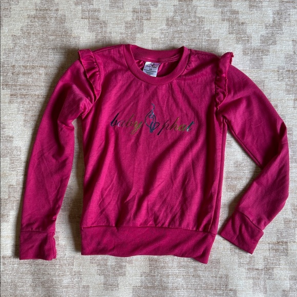 Baby Phat Fuchsia Crew Neck Sweatshirt with Metallic Rainbow Logo Kids size 5/6 - Picture 1 of 4